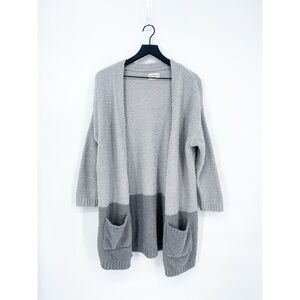 Thread & Supply Fuzzy Colorblock Open Cardigan Gray One Size